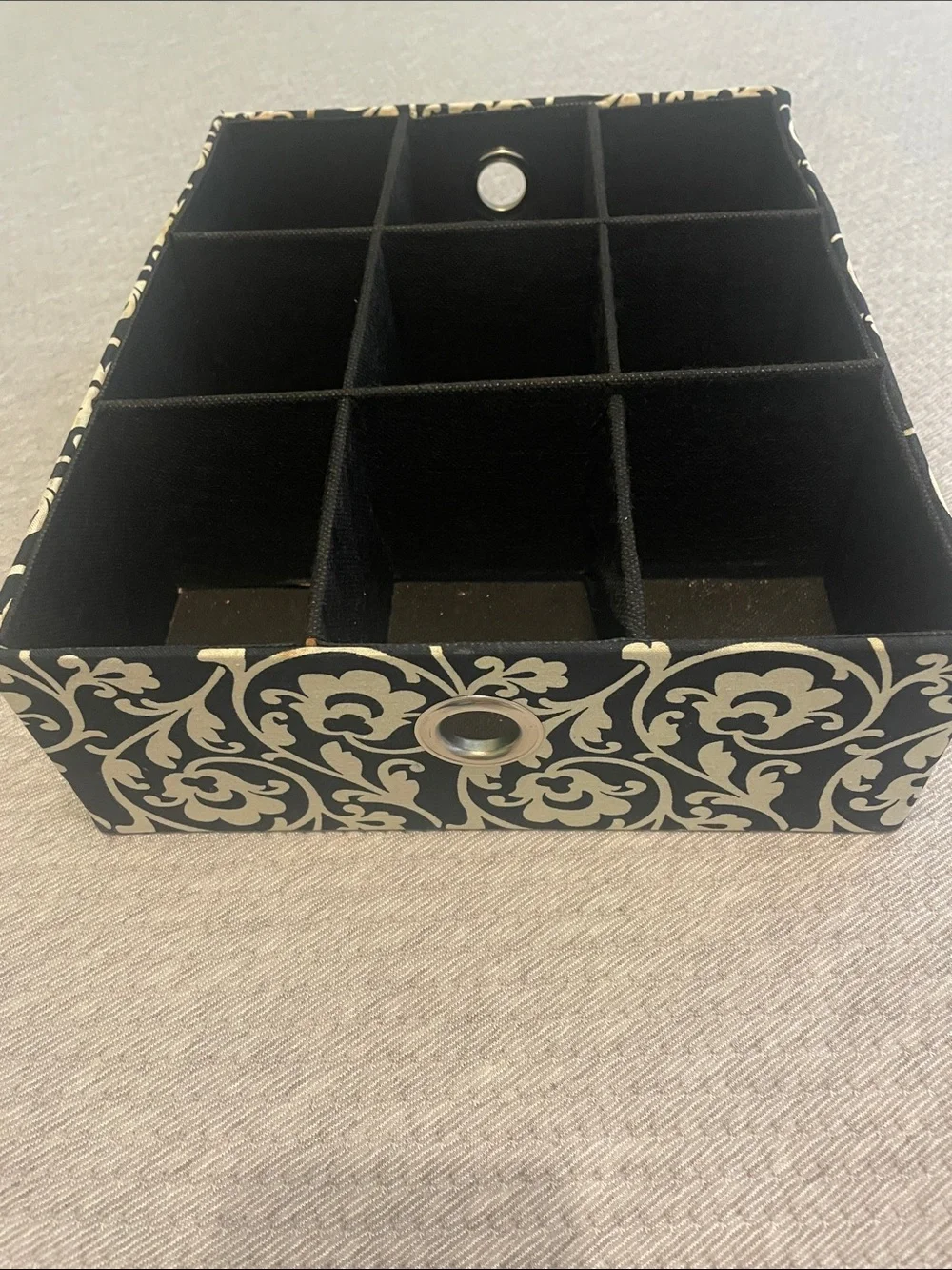 Sheffield Home Black and Cream 9-Compartment Fabric Drawer Organizer